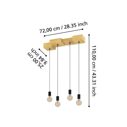 Eglo - Lampadario a sospensione con filo 4xE27/40W/230V