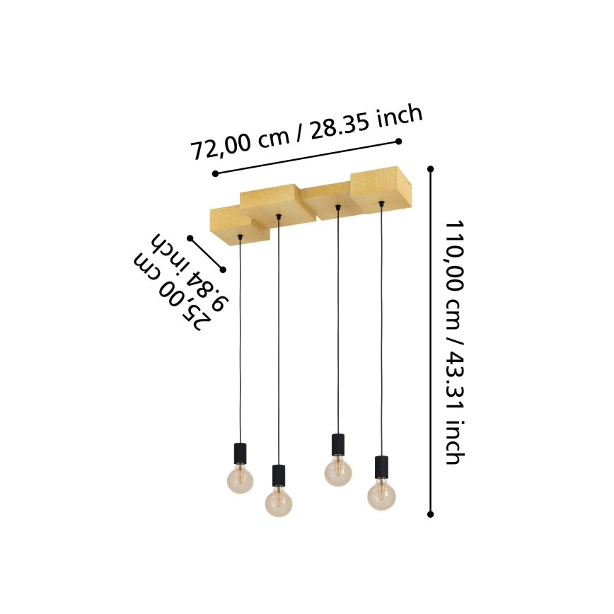 Eglo - Lampadario a sospensione con filo 4xE27/40W/230V