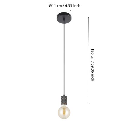 Eglo - Lampadario a sospensione con filo 1xE27/40W/230V nero