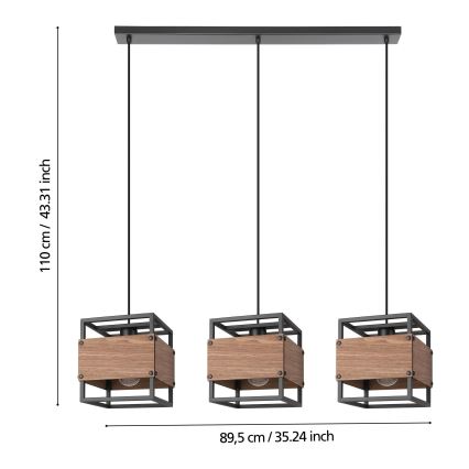 Eglo - Lampadario a sospensione con filo 3xE27/40W/230V