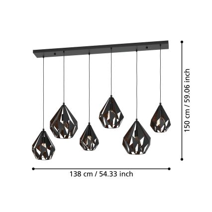 Eglo - Lampadario a sospensione con filo 6xE27/40W/230V