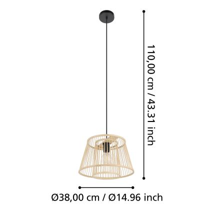 Eglo 43852 - Lampadario a sospensione con filo HYKEHAM 1xE27/40W/230V