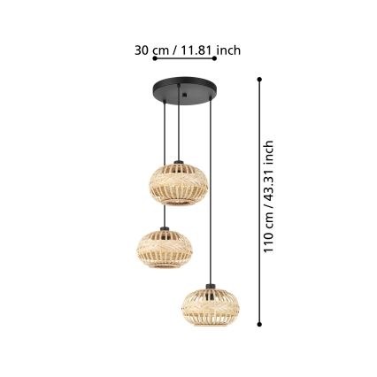 Eglo - Lampadario a sospensione con filo 3xE27/40W/230V diametro 48 cm