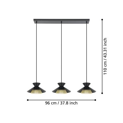 Eglo - Lampadario a sospensione con filo 3xE27/40W/230V