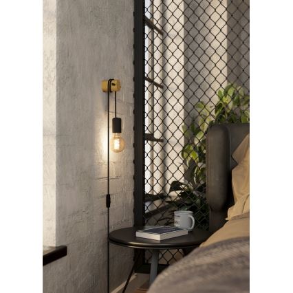 Eglo - Lampada da parete 1xE27/13W/230V nera/beige