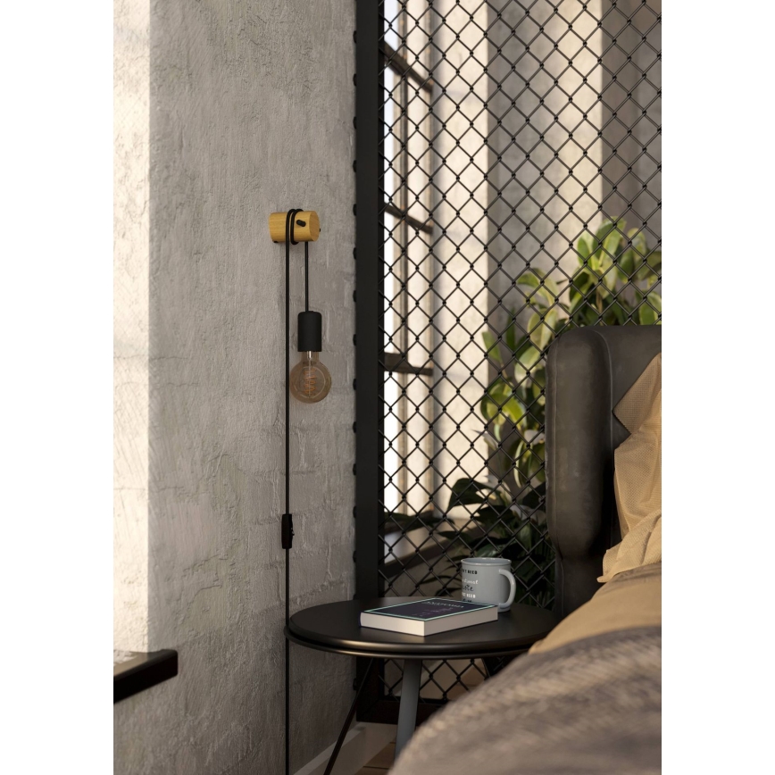 Eglo - Lampada da parete 1xE27/13W/230V nera/beige