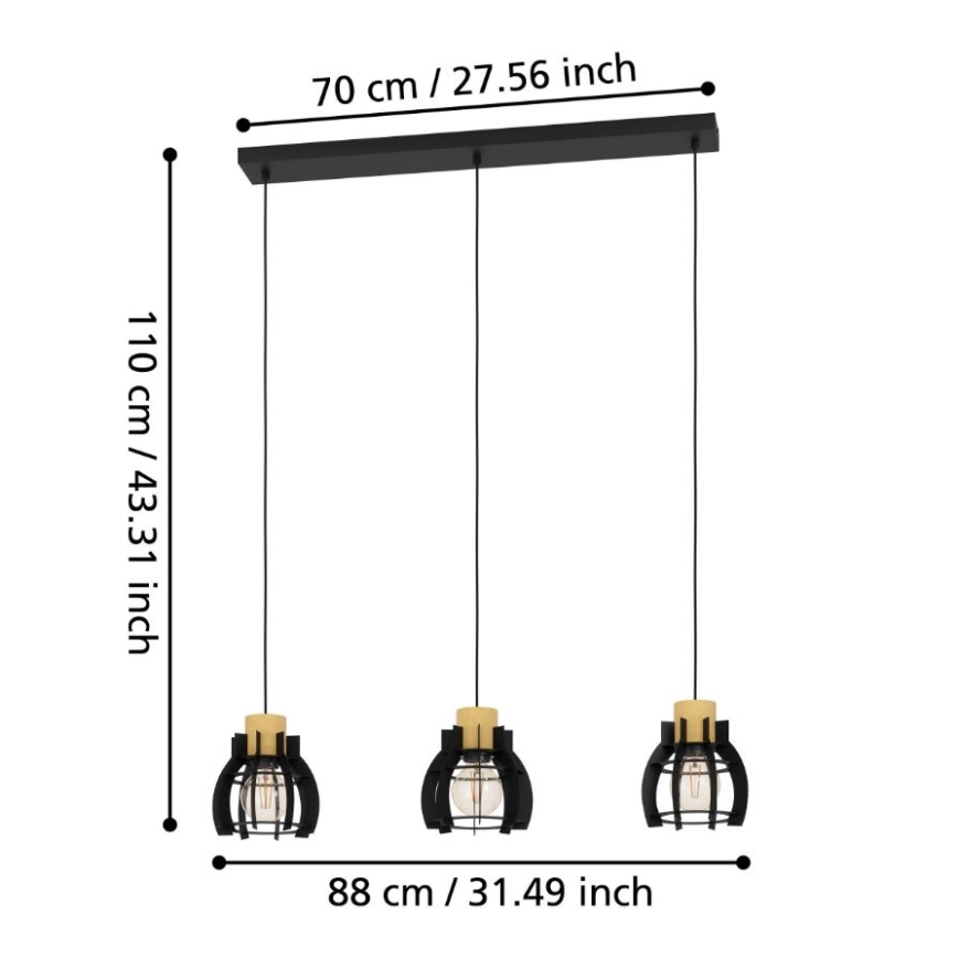 Eglo - Lampadario a sospensione con filo 3xE27/40W/230V
