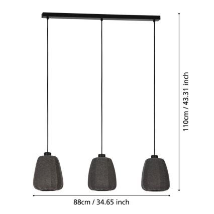 Eglo - Lampadario a sospensione con filo 3xE27/40W/230V