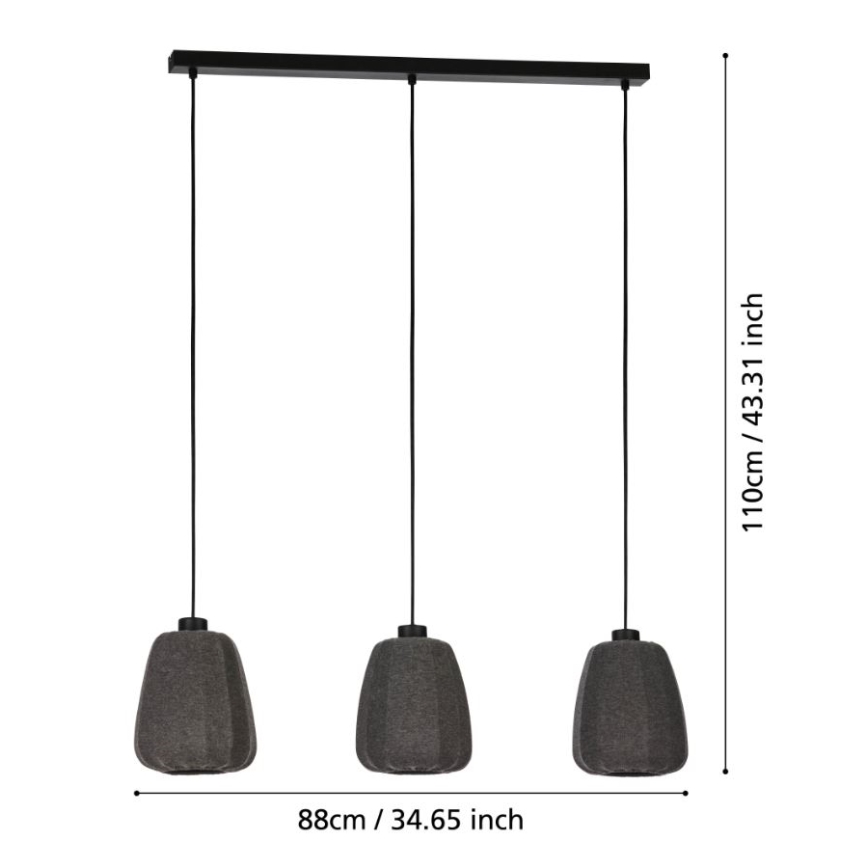 Eglo - Lampadario a sospensione con filo 3xE27/40W/230V