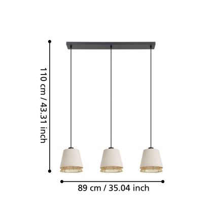 Eglo - Lampadario a sospensione con filo 3xE27/40W/230V