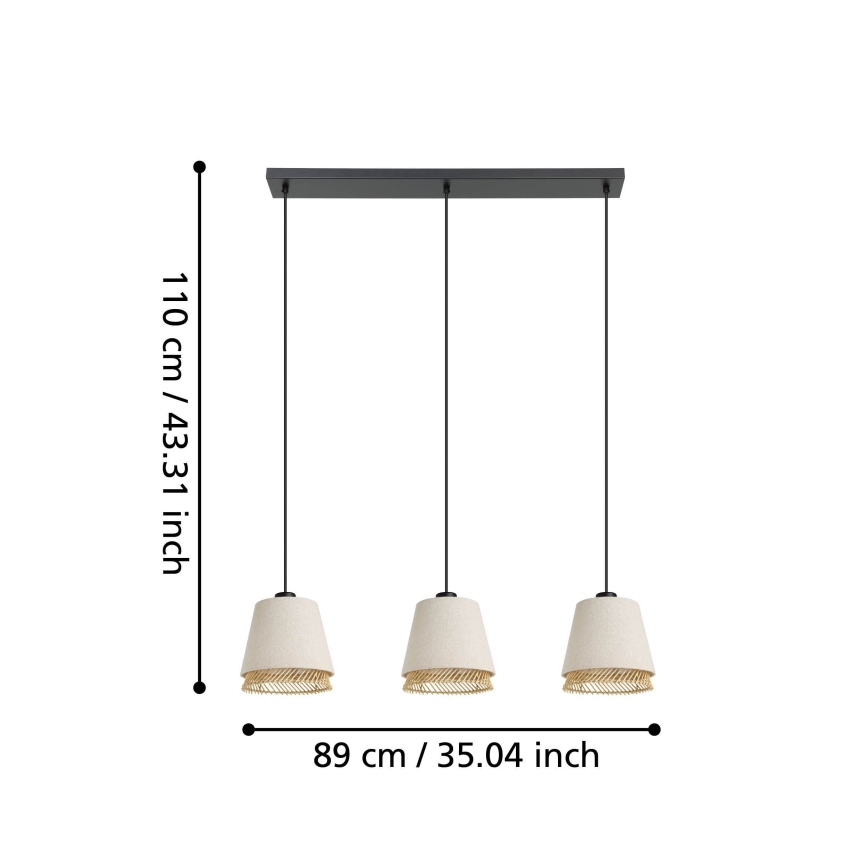Eglo - Lampadario a sospensione con filo 3xE27/40W/230V