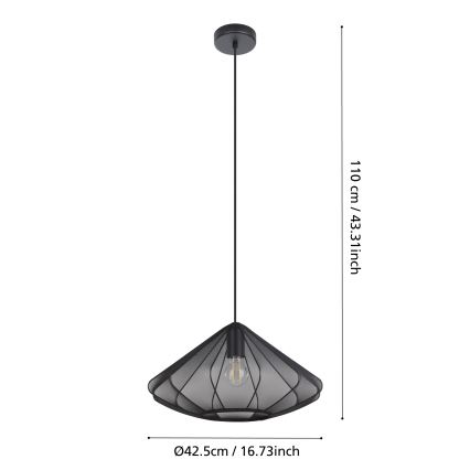 Eglo - Lampadario a sospensione con filo 1xE27/40W/230V diametro 42,5 cm nero