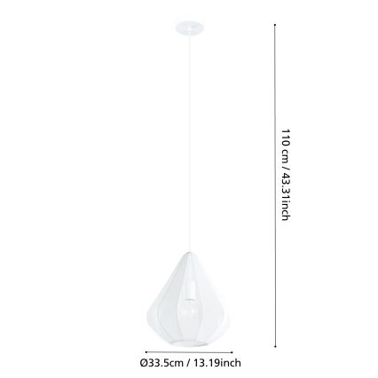 Eglo - Lampadario a sospensione con filo 1xE27/40W/230V diametro 33,5 cm bianco