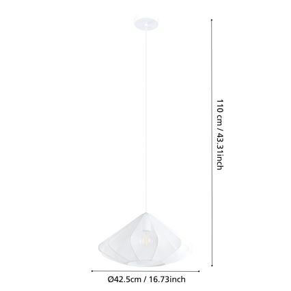 Eglo - Lampadario a sospensione con filo 1xE27/40W/230V diametro 42,5 cm bianco