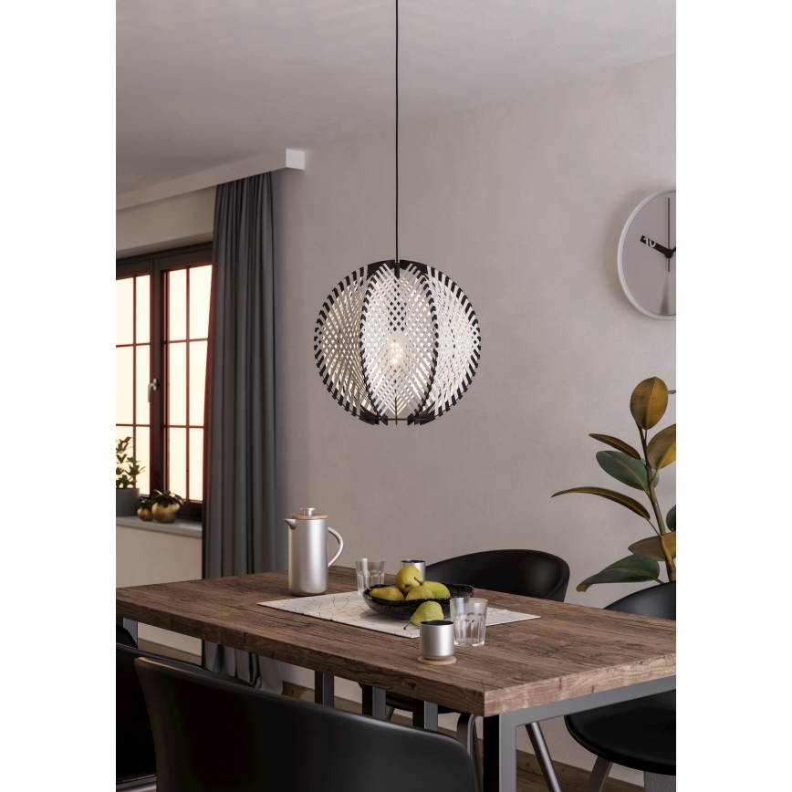 Eglo - Lampadario a sospensione con filo 1xE27/40W/230V diametro 40 cm bianco/nero