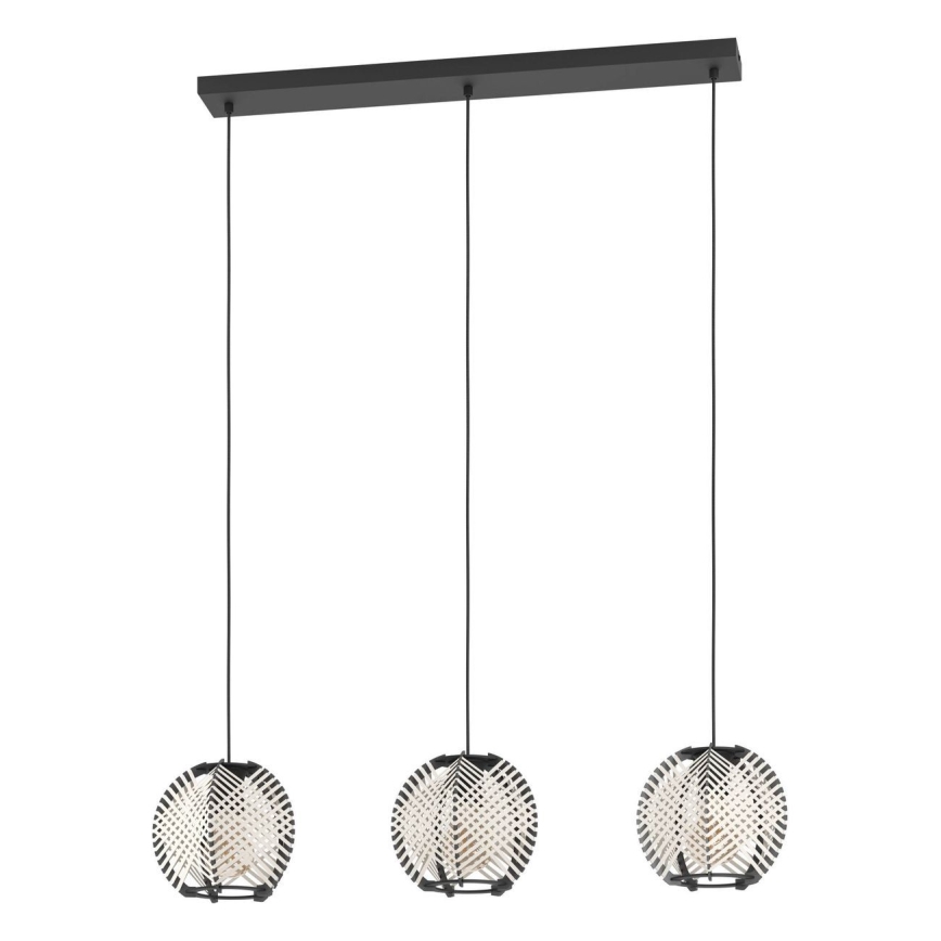 Eglo - Lampadario a sospensione con filo 3xE27/40W/230V bianco/nero