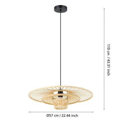 Eglo - Lampadario a sospensione su cavo 1xE27/40W/230V bambù