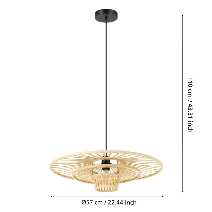 Eglo - Lampadario a sospensione su cavo 1xE27/40W/230V bambù