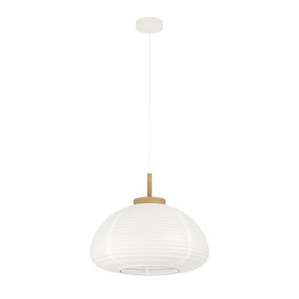 Eglo - Lampadario sospeso a cavo 1xE27/40W/230V Ø 55 cm bianco/beige