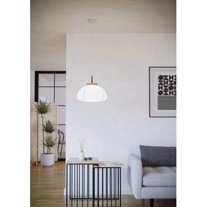 Eglo - Lampadario sospeso a cavo 1xE27/40W/230V Ø 55 cm bianco/beige