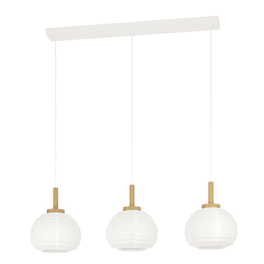 Eglo - Lampadario a sospensione con cavo 3xE27/40W/230V bianco/beige
