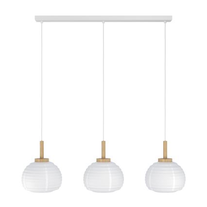 Eglo - Lampadario a sospensione con cavo 3xE27/40W/230V bianco/beige