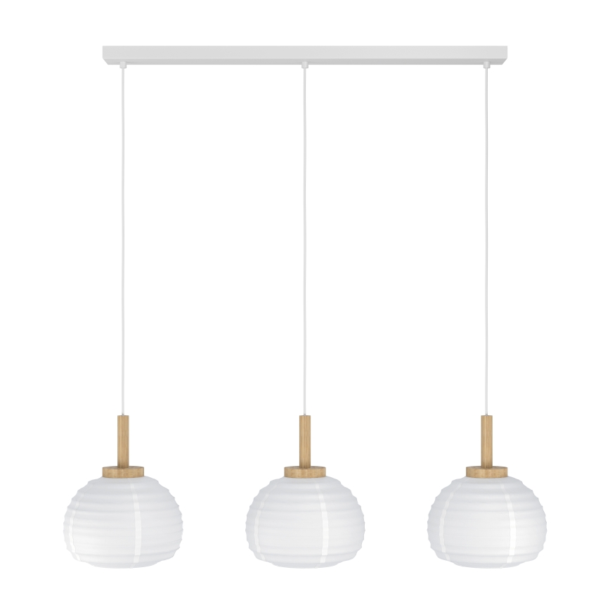 Eglo - Lampadario a sospensione con cavo 3xE27/40W/230V bianco/beige