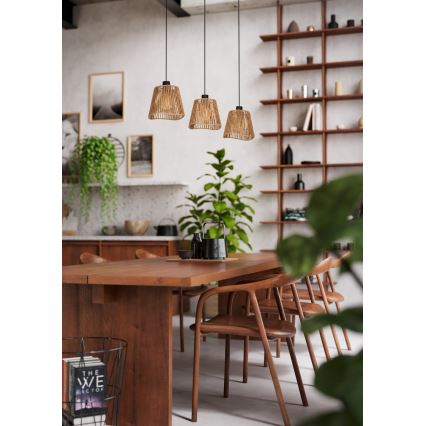 Eglo - Lampadario a sospensione con filo 3xE27/60W/230V marrone