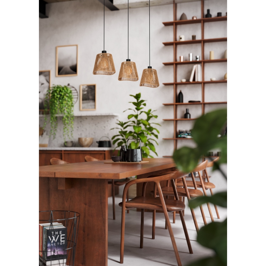 Eglo - Lampadario a sospensione con filo 3xE27/60W/230V marrone