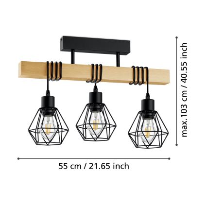 Eglo - Lampadario a plafone TOWNSHEND 3xE27/60W/230V