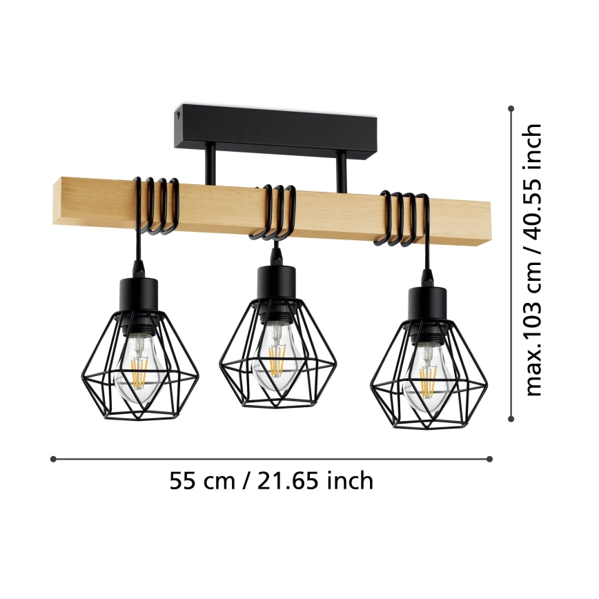 Eglo - Lampadario a plafone TOWNSHEND 3xE27/60W/230V