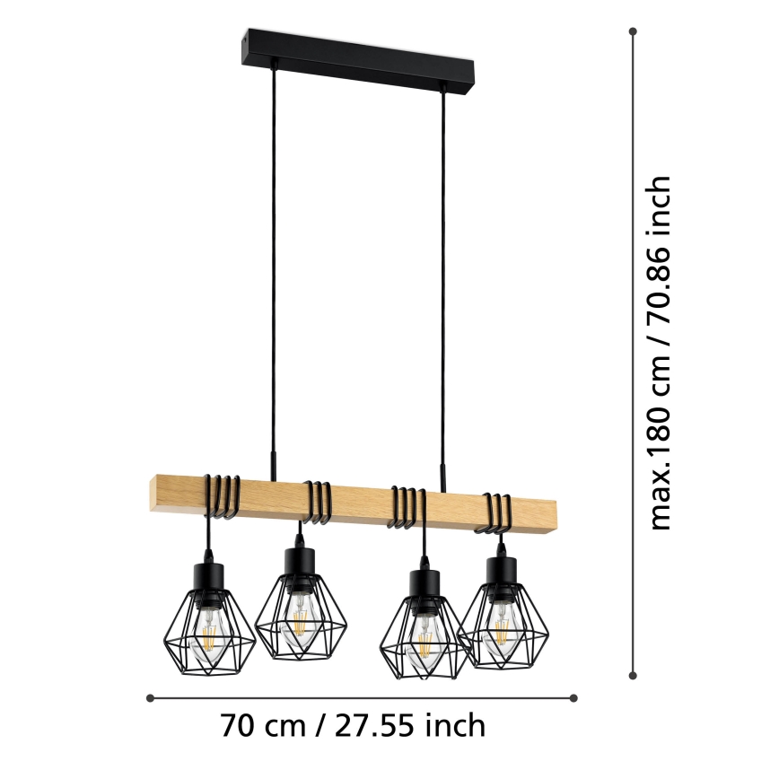 Eglo - Lampadario a cavo TOWNSHEND 4x E27/60W/230V