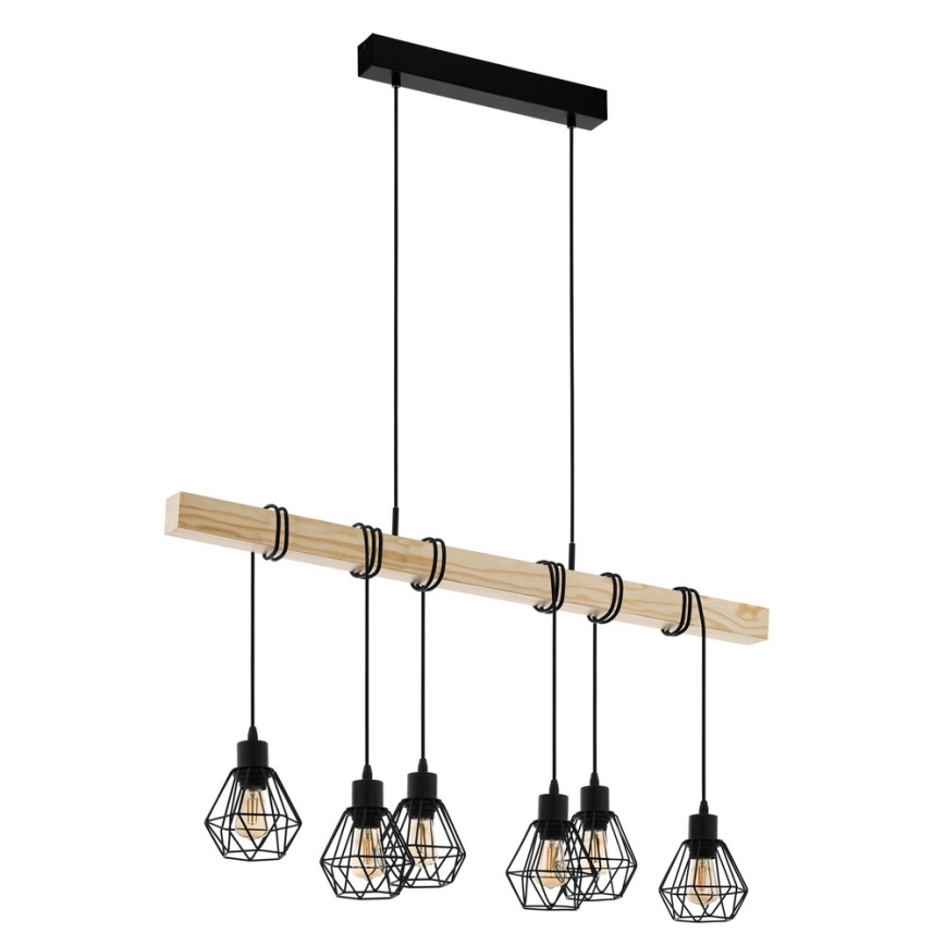 Eglo - Lampadario a sospensione con filo TOWNSHEND 6xE27/60W/230V - FSC certificato