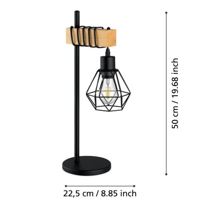 Eglo - Lampada da tavolo TOWNSHEND 1xE27/60W/230V - FSC certificato