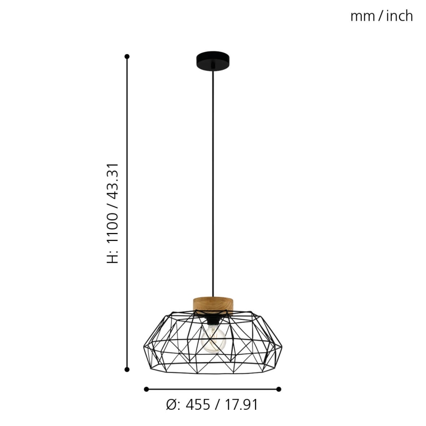 Eglo - Lampadario a sospensione con filo 1xE27/60W/230V - FSC certificato