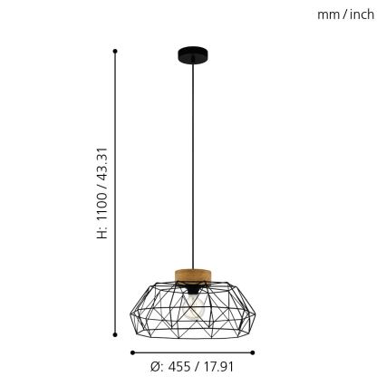 Eglo - Lampadario a sospensione con filo 1xE27/60W/230V