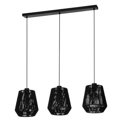 Eglo - Lampadario a sospensione con filo 3xE27/60W/230V nero