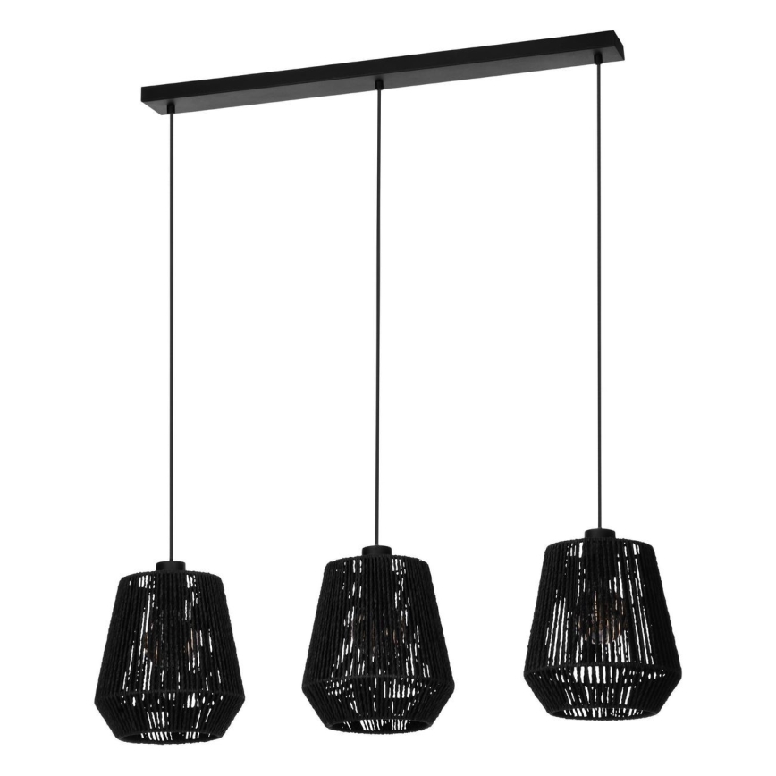 Eglo - Lampadario a sospensione con filo 3xE27/60W/230V nero