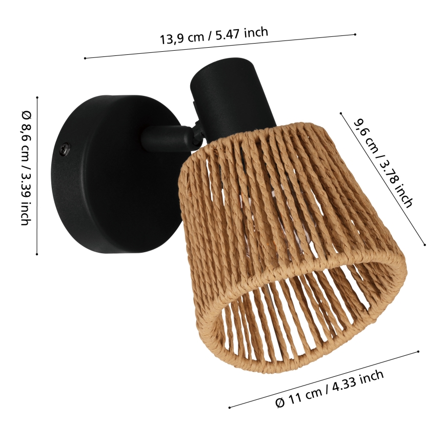 Eglo - Faretto da parete 1xE14/10W/230V nero/beige