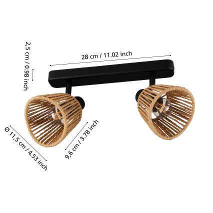 Eglo - Faretto 2xE14/10W/230V nero/beige