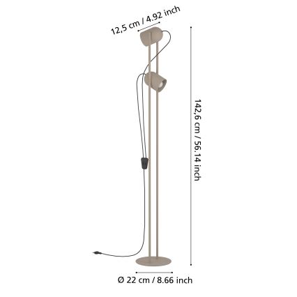 Eglo - Lampada da terra 2xE14/8W/230V beige