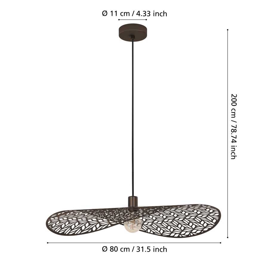 Eglo - Lampadario a sospensione con cavo 1xE27/60W/230V, Ø 80 cm, finitura bronzo