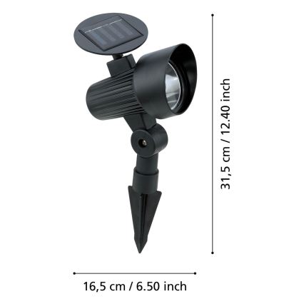 Eglo - Set da 3 lampade solari a LED con sensore LED/200 mAh IP44 nere