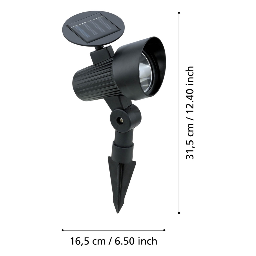 Eglo - Set da 3 lampade solari a LED con sensore LED/200 mAh IP44 nere