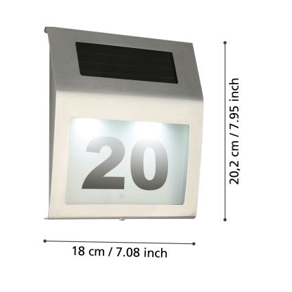Eglo 48875 - Numero civico solare LED LED/1,2W/1,2V 300 mAh IP44 cromo opaco