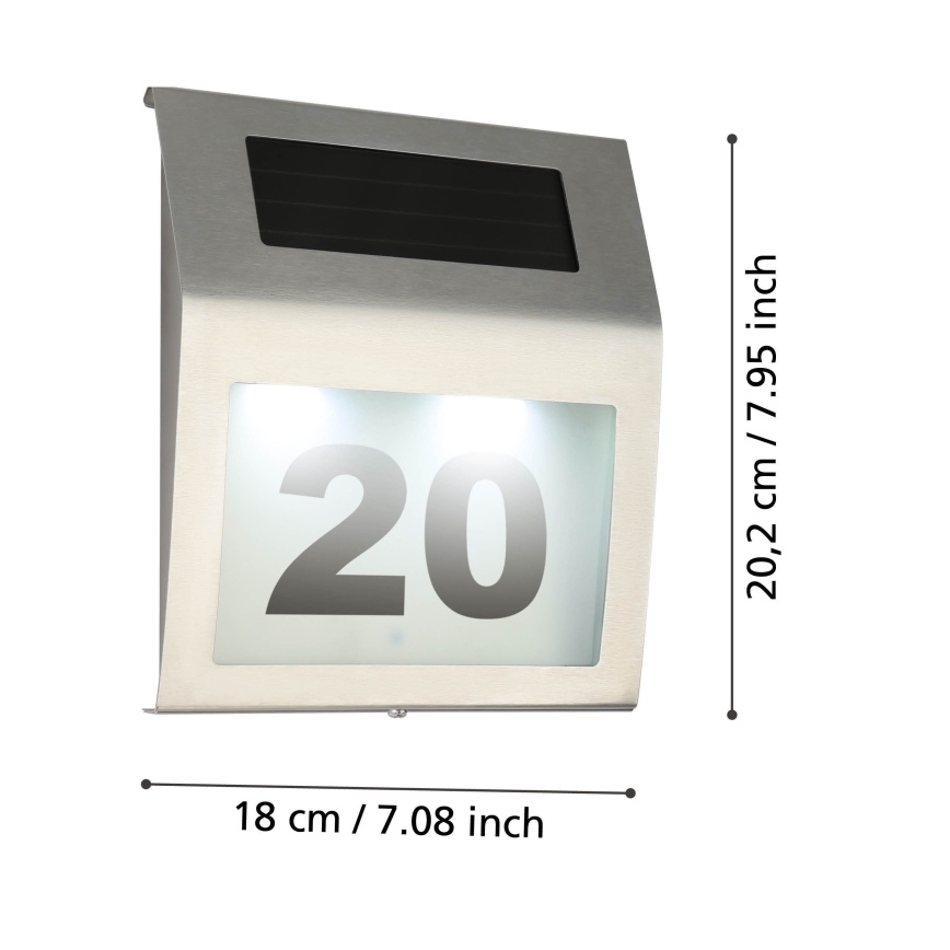 Eglo 48875 - Numero civico solare LED LED/1,2W/1,2V 300 mAh IP44 cromo opaco