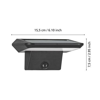 Eglo - Applique a LED solare con sensore LED/20W/3,7V 2000 mAh IP44