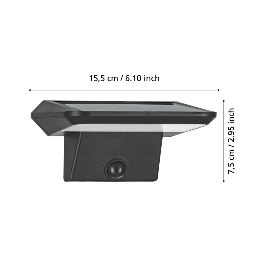 Eglo - Applique a LED solare con sensore LED/20W/3,7V 2000 mAh IP44