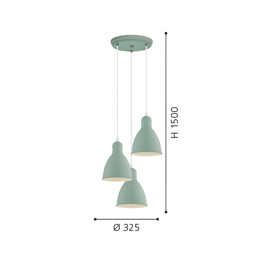 EGLO 49095 - Lampadario a sospensione con filo PRIDDY-P 3xE27/60W/230V