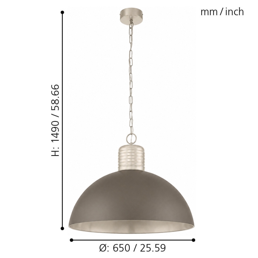 Eglo 49107 - Lampadario a sospensione con catena COLDRIDGE 1xE27/60W/230V